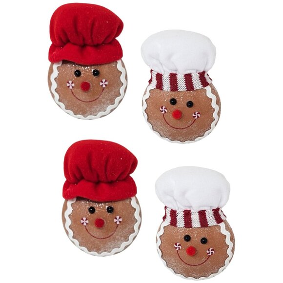 Gingerbread Cookie Baker  Christmas Ornaments (Set of 4), Holiday Party Decor - Picture 1 of 7